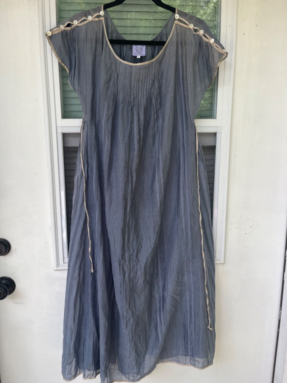 Thierry Colson sheer blue cotton silk blend dress TU size (French for ONE SIZE) - Picture 8 of 10